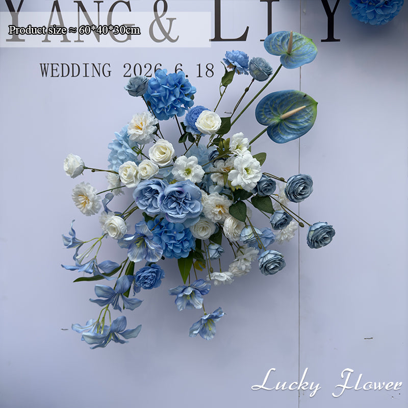 Blue White Artificial Flowers Wedding Decoration Flower Row Party Home Decor