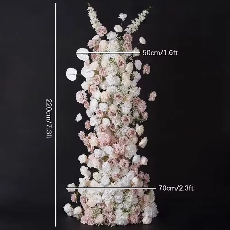 Pink White rose Artificial Flowers Backrround Decoration Paty Event Props