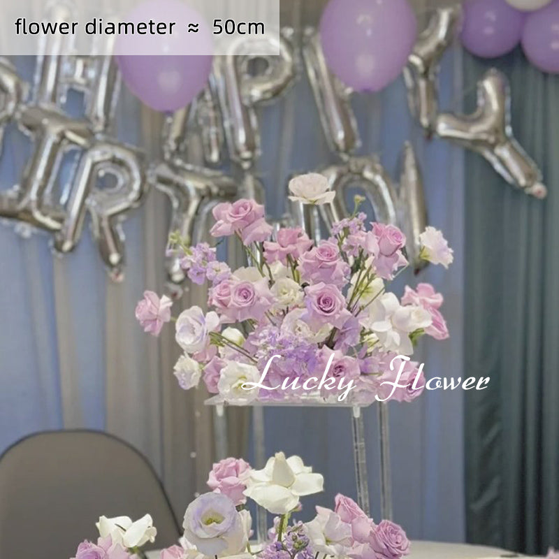 Purple Artificial Flower Party Decoration Set Flower Row Hmoe Decor
