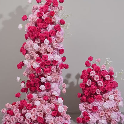 Pink Red Rose Artificial Flowers Wedding Background Decoration Arch Flower Arrangemenr KT Board Flower